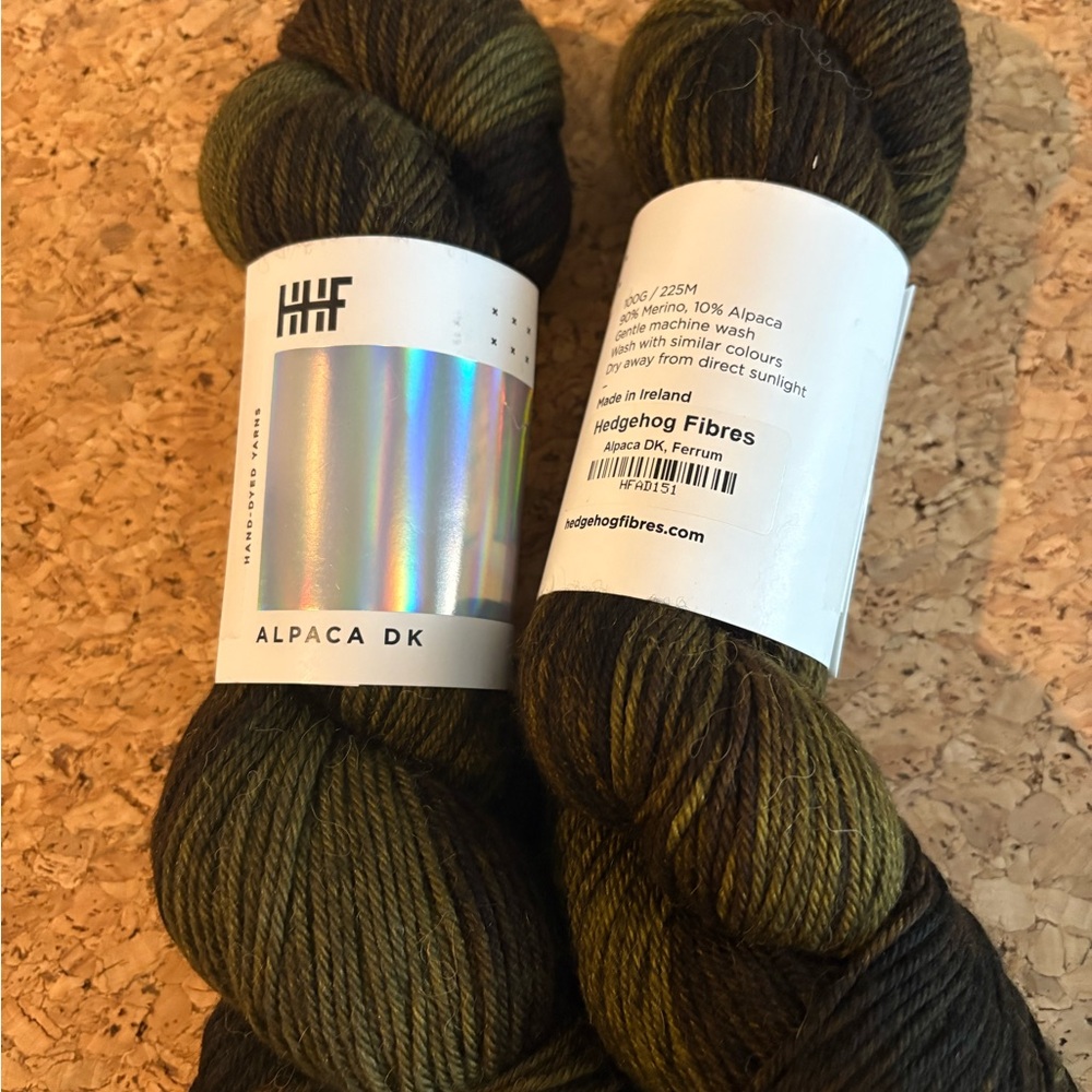 Hedgehog Fibres- Alpaca DK Yarn — Olive Green & Brown Blend